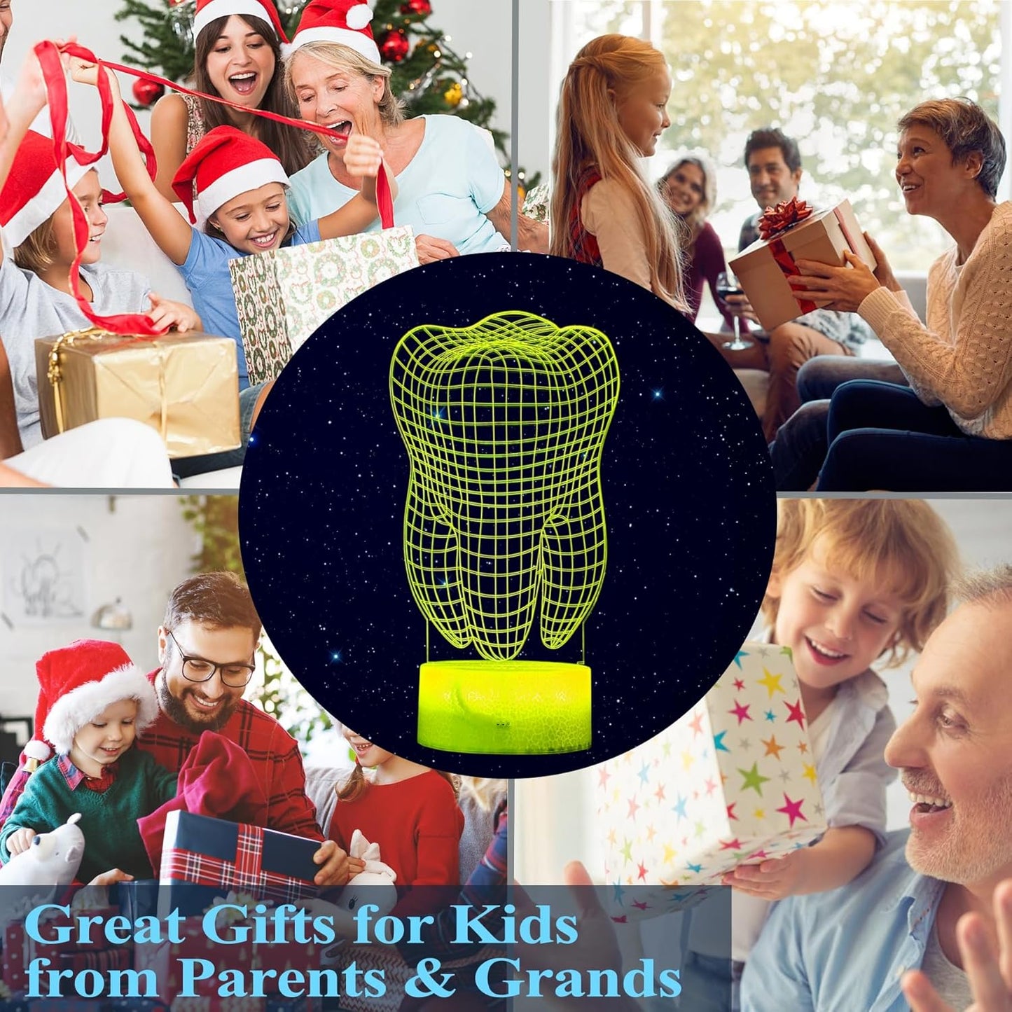 Dental Gifts, 3D Tooth Night Light, 3D Illusion Lamp, 16 Colors Changing, Remote Control, Dimmable, Living Room Decoration, Xmas Tooth Model Gifts