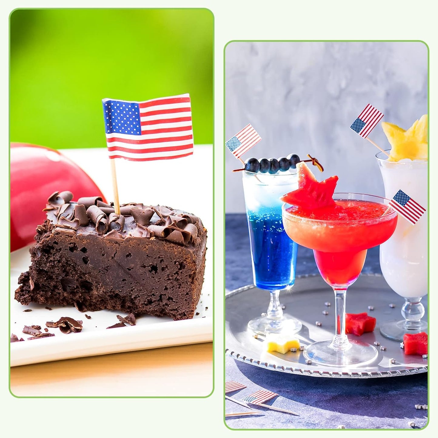 1000 Pcs 4th of July American Toothpick Flag Toppers Cake Decorations Independence Day Patriotic Cupcake Toppers Picks for Army Graduation Party Birthday Supplies