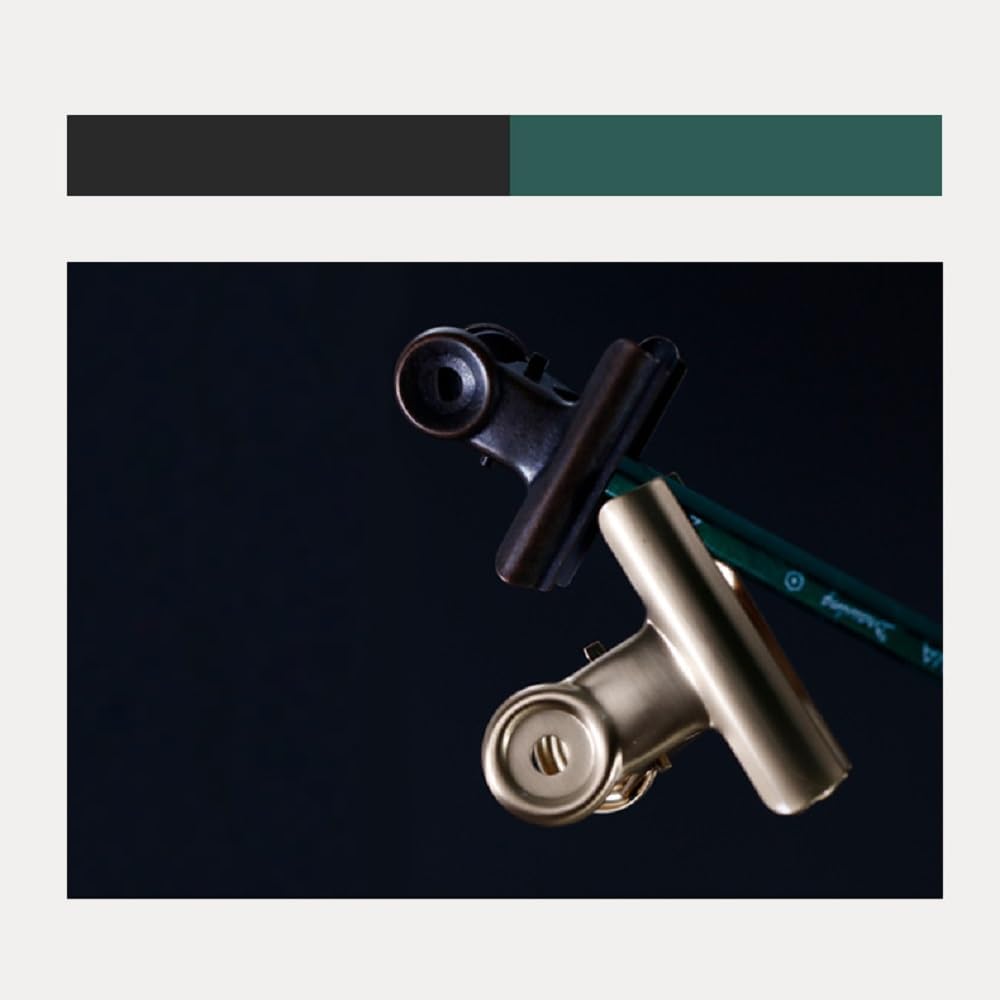 10 Pack Bulldog Clips with 10 Push-pins, Paper File Clips with Strong Spring, Large Metal Binder Clips, Seal Clamps for Coffee Tea Food Bags(Bronze,2inch)