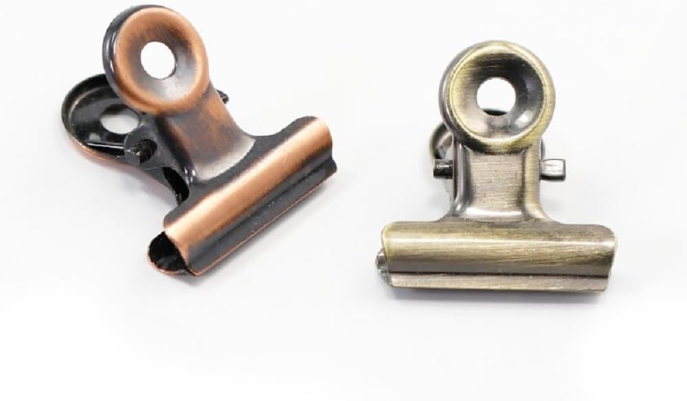 10 Pack Bulldog Clips with 10 Push-pins, Paper File Clips with Strong Spring, Large Metal Binder Clips, Seal Clamps for Coffee Tea Food Bags(Bronze,2inch)