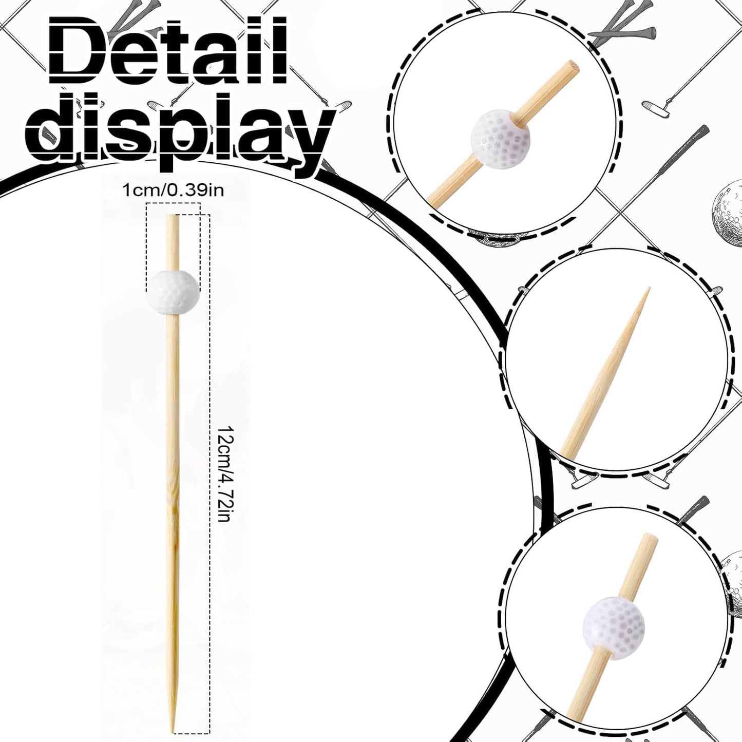 100 Pieces Golf Toothpicks 4.72 Inch Skewers Masters Golf party Decorations Picks Fruit Picks Decorative Toothpicks for Cocktail Sports Party Supplies (Toothpick set)
