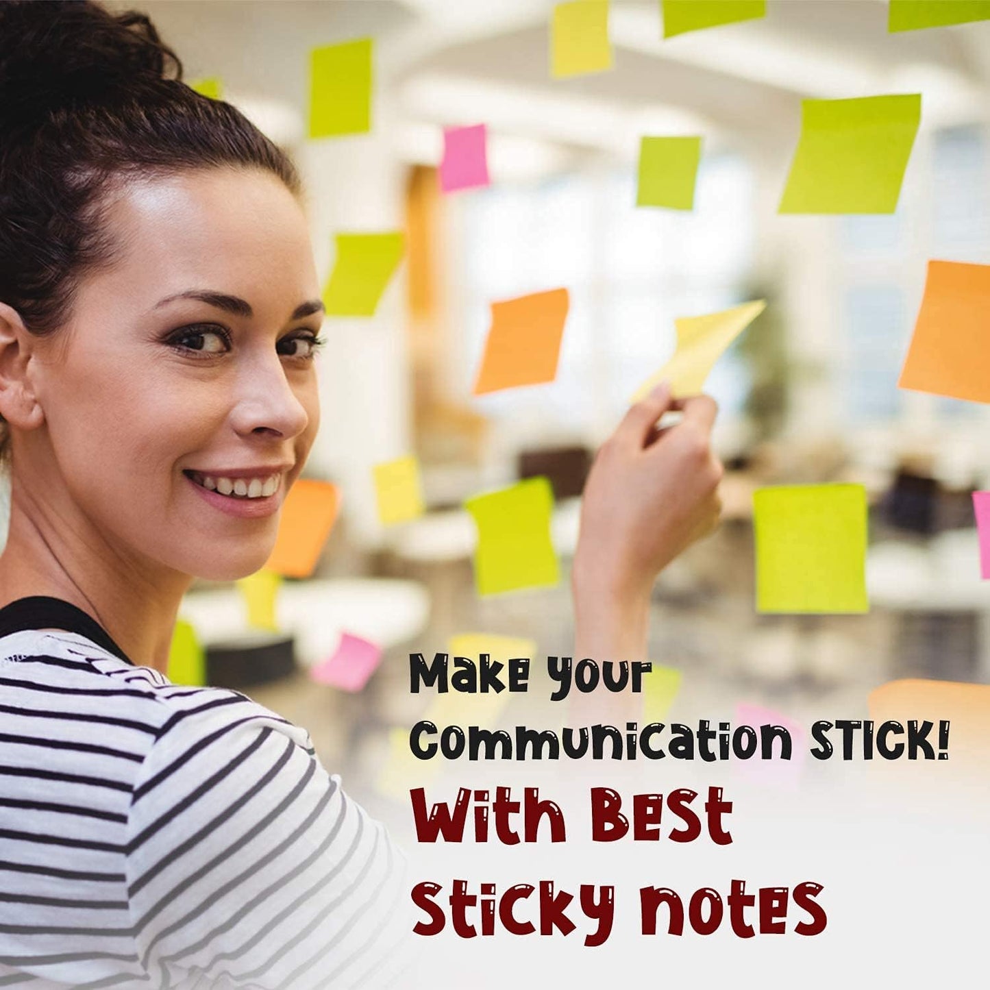 (24 Pads) Sticky Notes 3x3 in 100 Sheets/Pad, Self-Sticky Note Pads, 6 Bright Colors Super Sticky Pads - Easy to Post for School, Office Supplies, Desk Accessories
