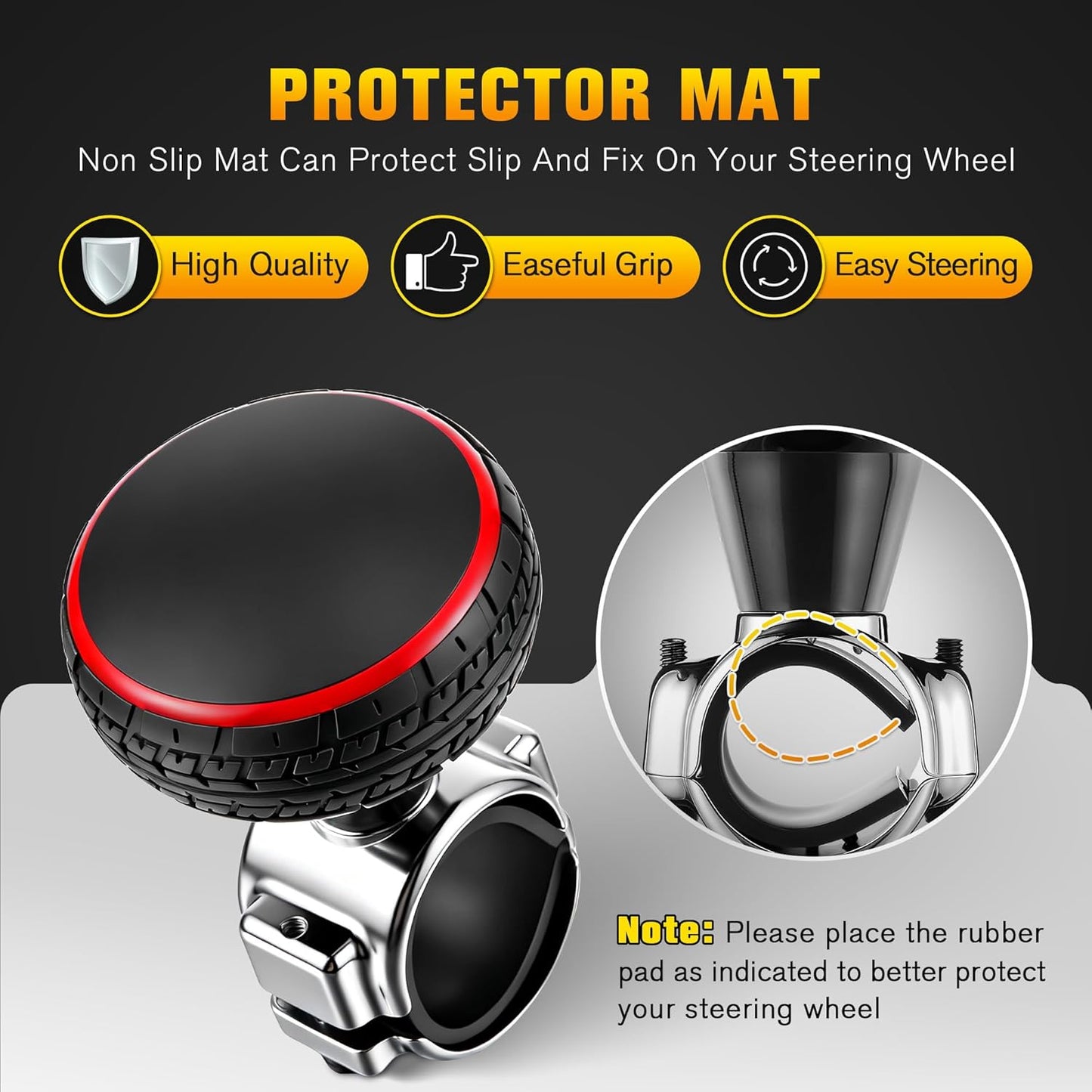 1 Pack Large Steering Wheel Knob Spinners, Vehicle Steering Wheel Spinner Ball Durable Suicide Knob for Car, SUV, Trucks, Tractors, Boat etc (Red)