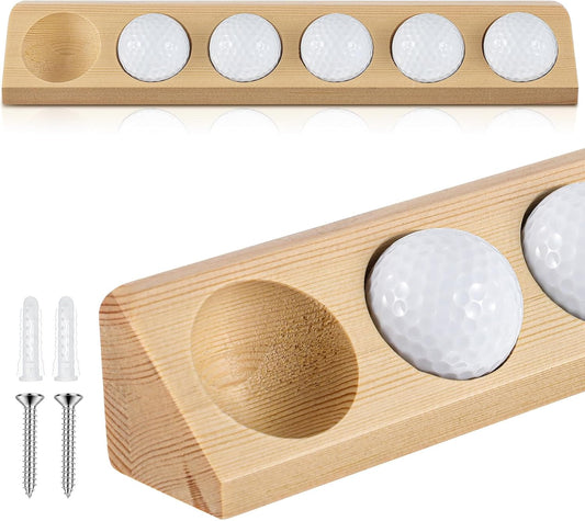1 Pack Wooden Golf Ball Display Case 6 Standard Size Wall Mount Golf Ball Stand Holder Display for Collector Sport Memorabilia Accessories Gift (Original Wood Color)
