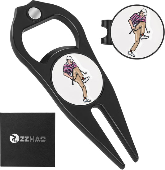 ZZHAO Golf Divot Tool and Golf Ball Marker, Divot Repair Tool，Golf Accessories for Men, Funny Gifts for Men, Tools for Men