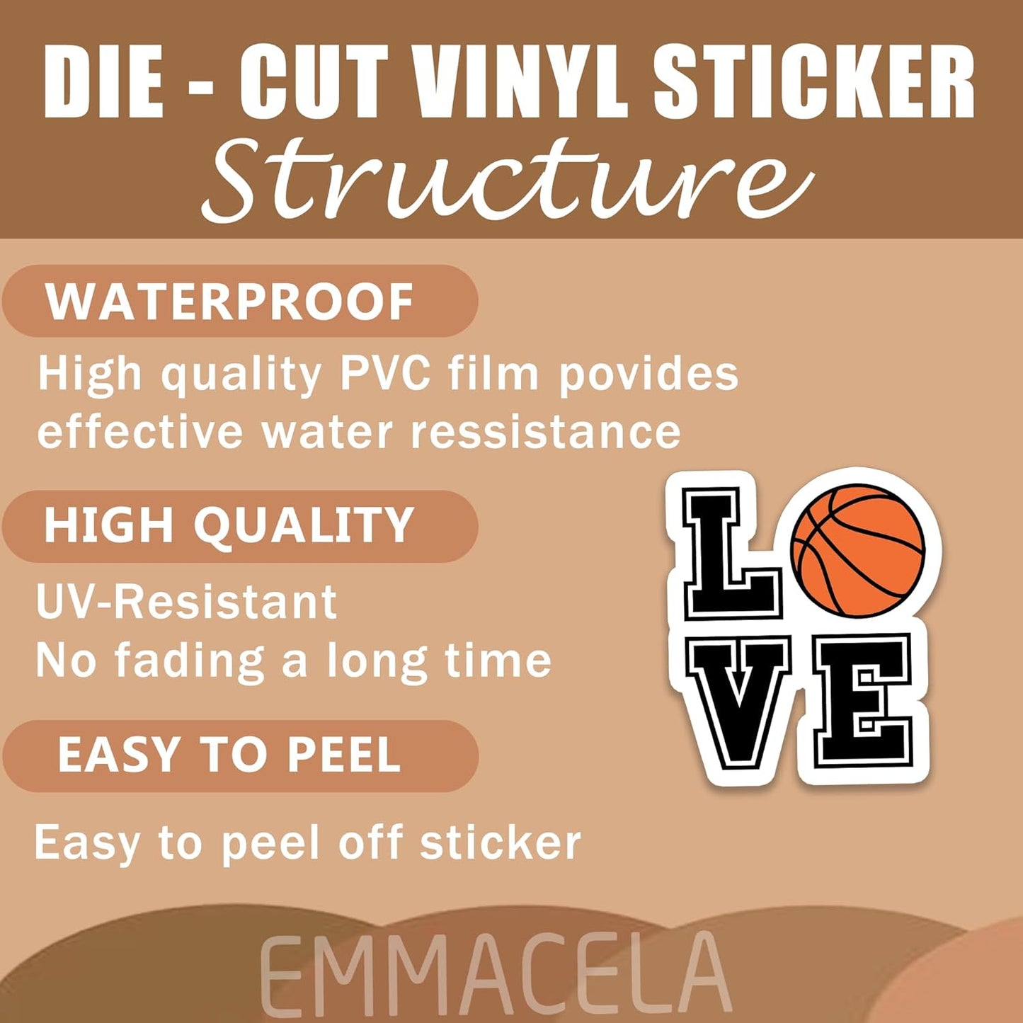 (3PCS) Basketball Stickers – Love Basketball Vinyl Decals for Coaches, Players, Fans – Sports Stickers for Water Bottles, Laptops, Tumblers, 3 x 2.5 Inch