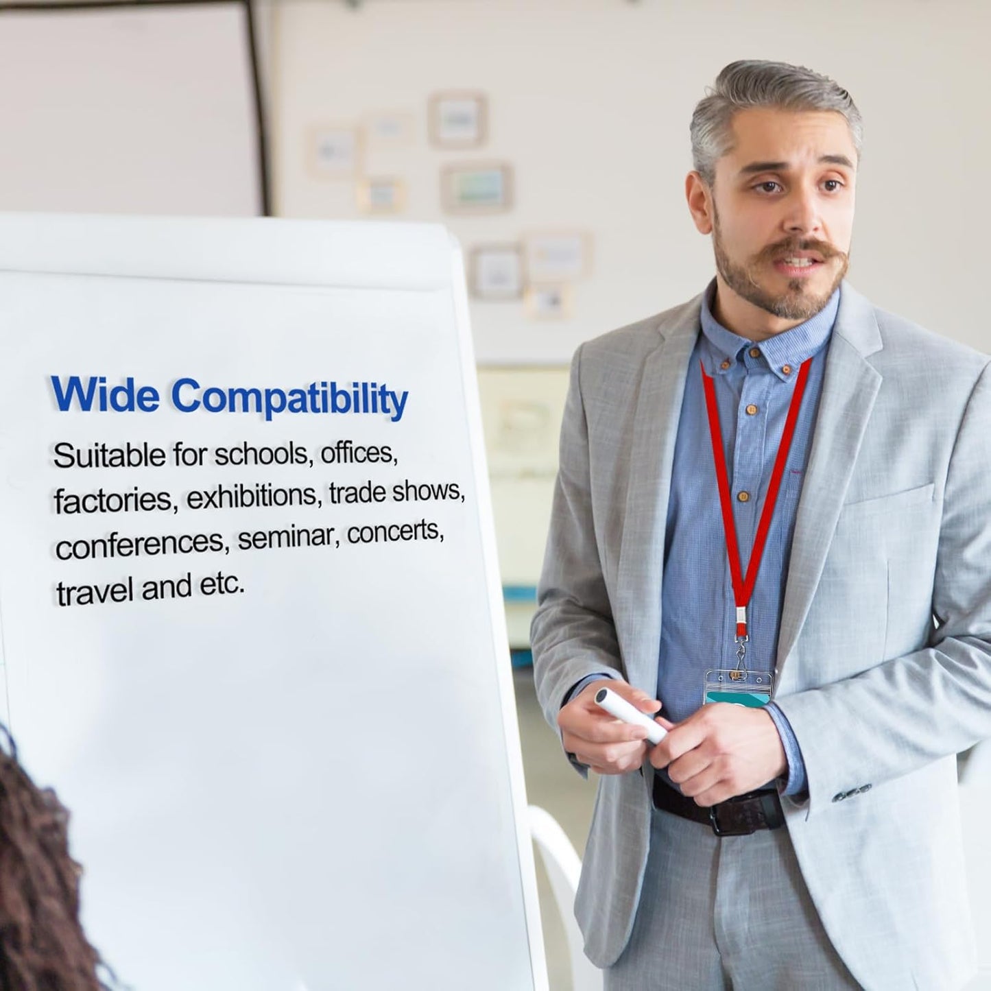 100Pcs Flat lanyards for ID Badge Durable Neck Lanyards with Swivel Hook, Comfortable Neck Straps lanyards with Badge Clip (Red)