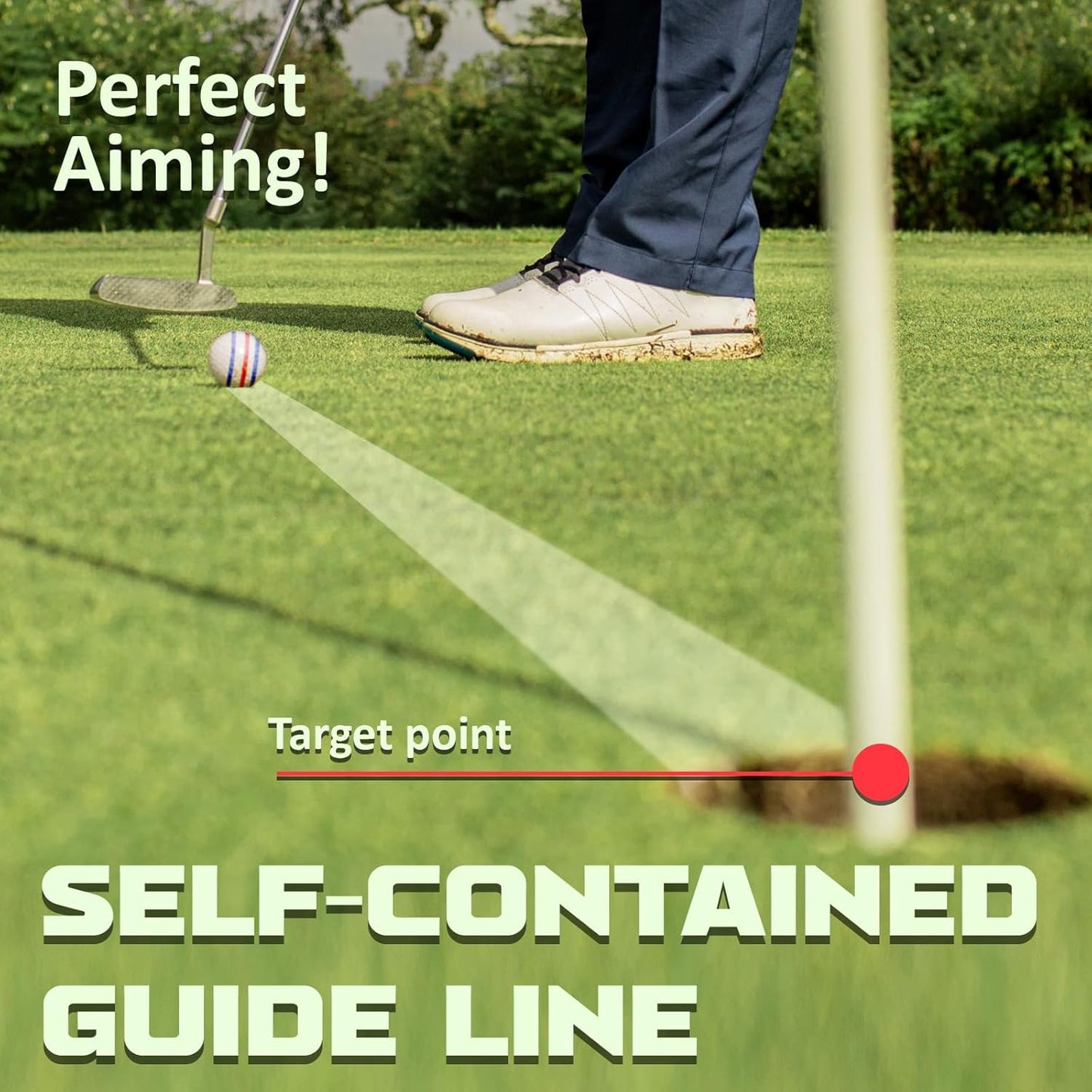 1 Pack 360° Triple Line Golf Ball Marker，Golf Ball Line Marker Tool，Golf Ball Marker Stencil，Alignment Ball Marker，Golf Accessories