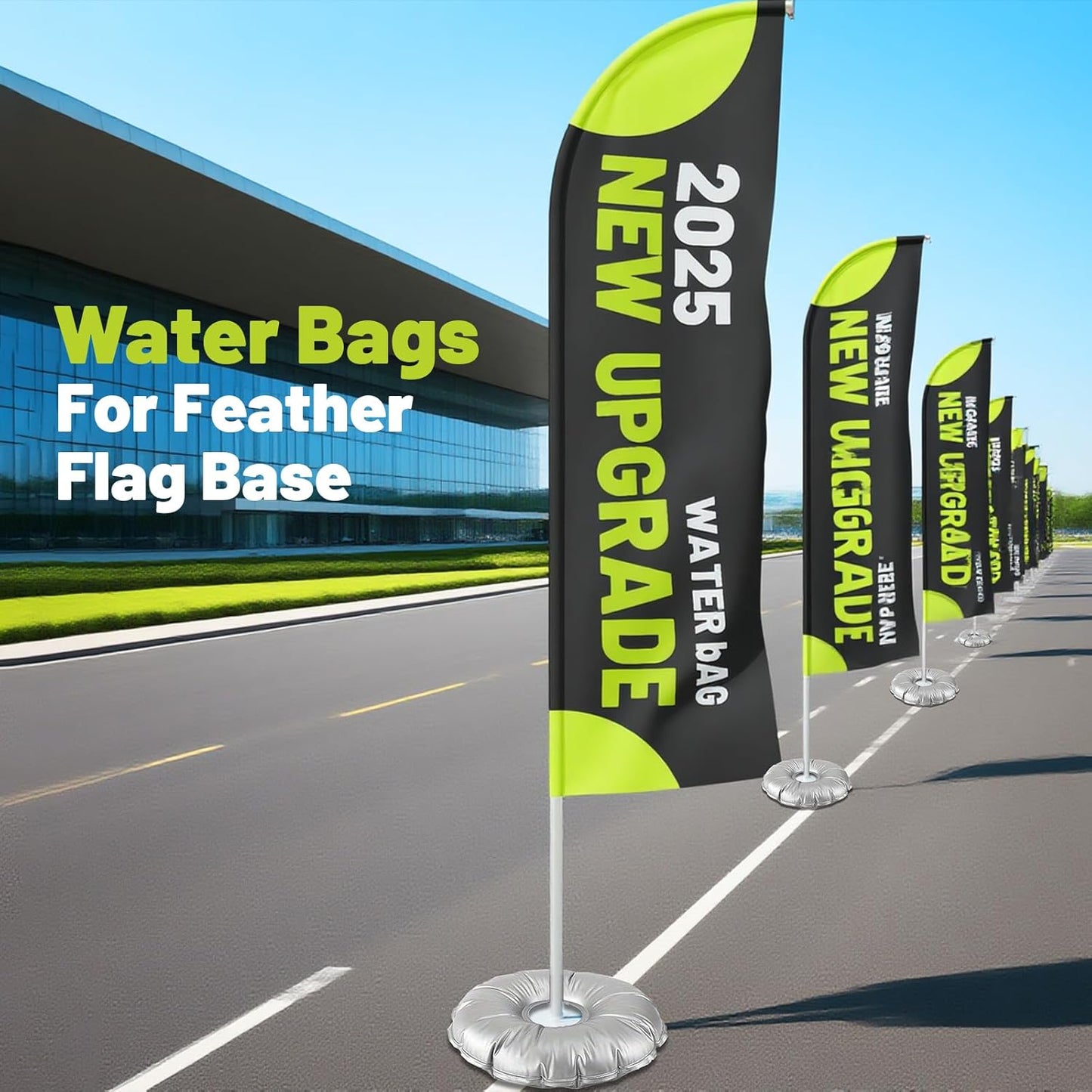 1 Pack 20 in Water Weight Bag for Feather Flag Base & Beach Umbrella - Thickened PVC Water Fillable Base for Feather Flag Beach Umbrella and Photography Stand, Collapsible Flagpole Base, 28 lbs Each