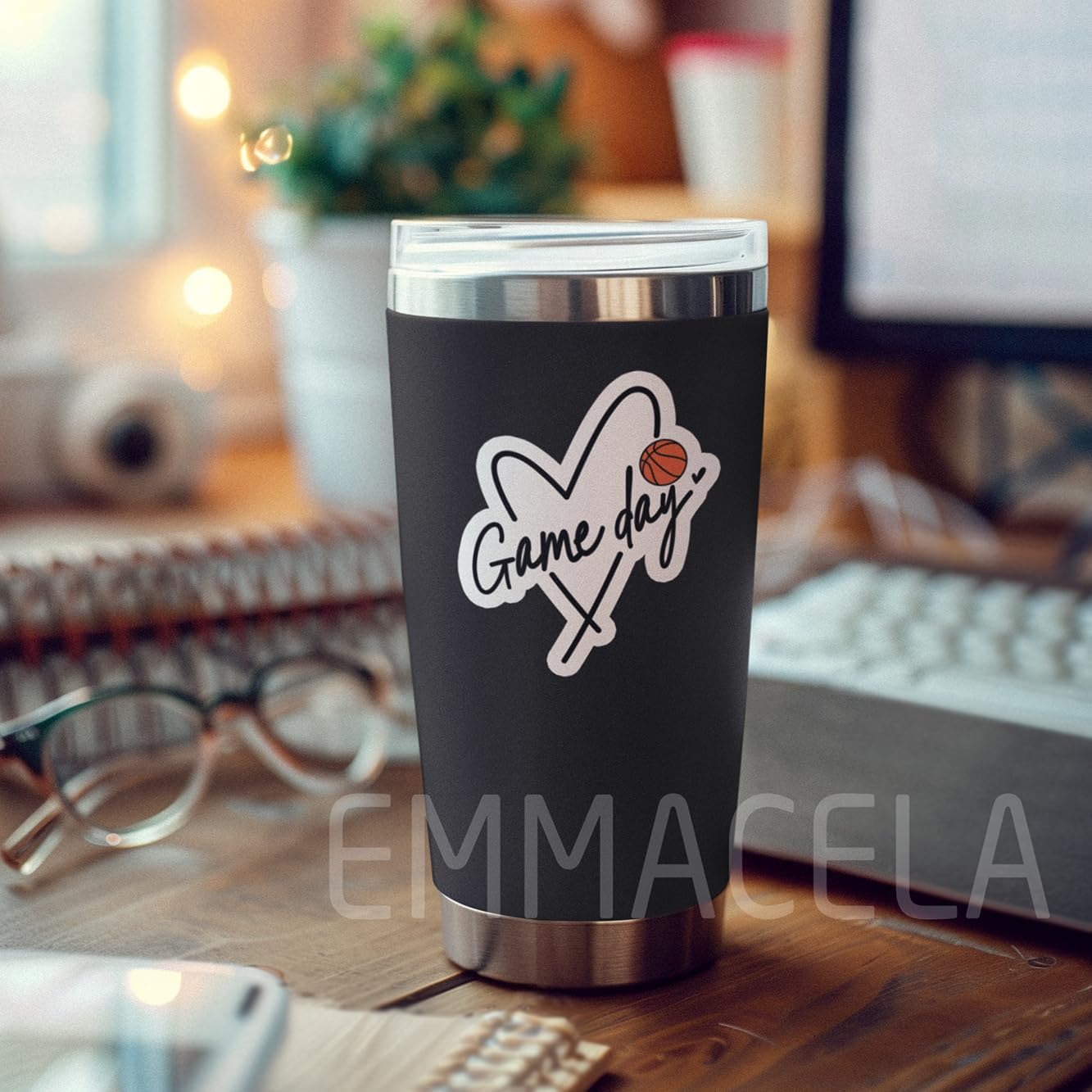 (3PCS) Basketball Stickers, Game Day Basketball Vinyl Decals for Girls Moms Players Teams Coaches, Waterproof Sticker for Tumblers, Water Bottles, Laptops - 3 x 2.5 Inch