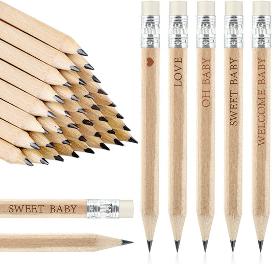 100 Sets Boho Baby Shower Pencils Gifts Bulk for Guest Golf Half Pencil Baby Shower Game Sharpened Mini Pencils with Eraser Bohemian Pampas Grass Girl Boy Neutral Gender Reveal Party Favors