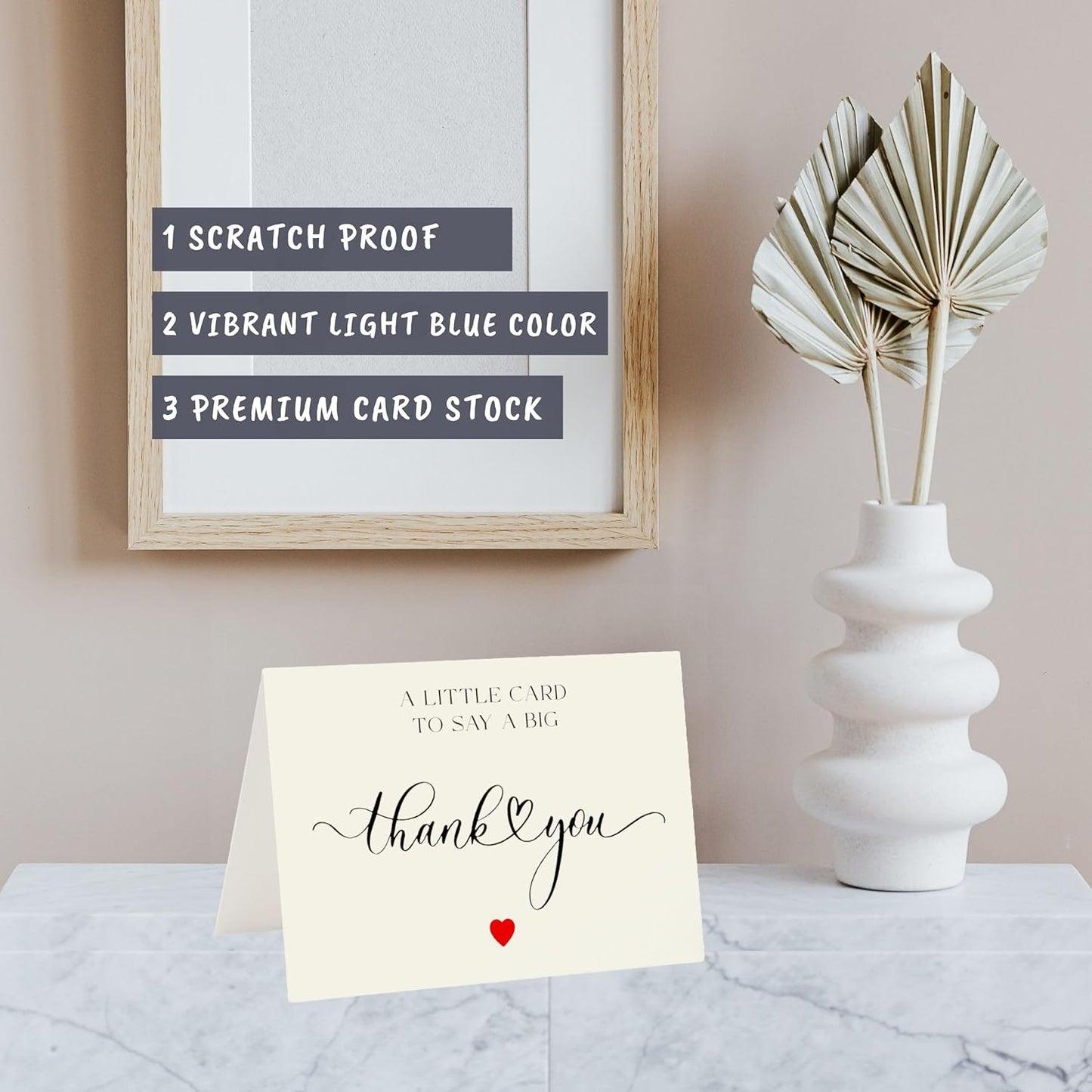 100 Bulk Thank You Cards with Kraft Envelopes and Stickers - 4 Minimalistic Designs Blank Thank You Notes with Envelopes and Heart for Business Wedding Bridal Gift Baby Shower Business Graduation