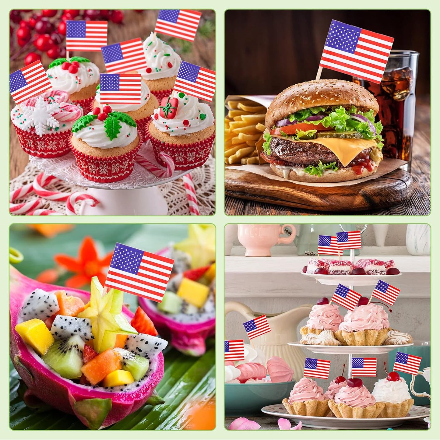 1000 Pcs 4th of July American Toothpick Flag Toppers Cake Decorations Independence Day Patriotic Cupcake Toppers Picks for Army Graduation Party Birthday Supplies