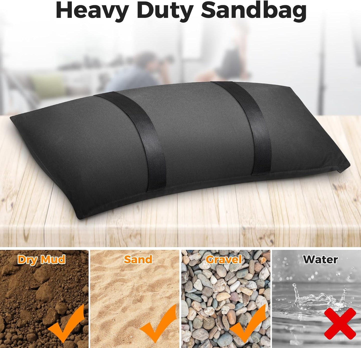 100 LBS Umbrella Base Weights Fillable Sandbags, 2 Packs Sand Bags for Weight, Outdoor Weatherproof Heavy Duty Weight Sandbag for Furniture Umbrella Stand Garden Cantilevers Poolside Accessories