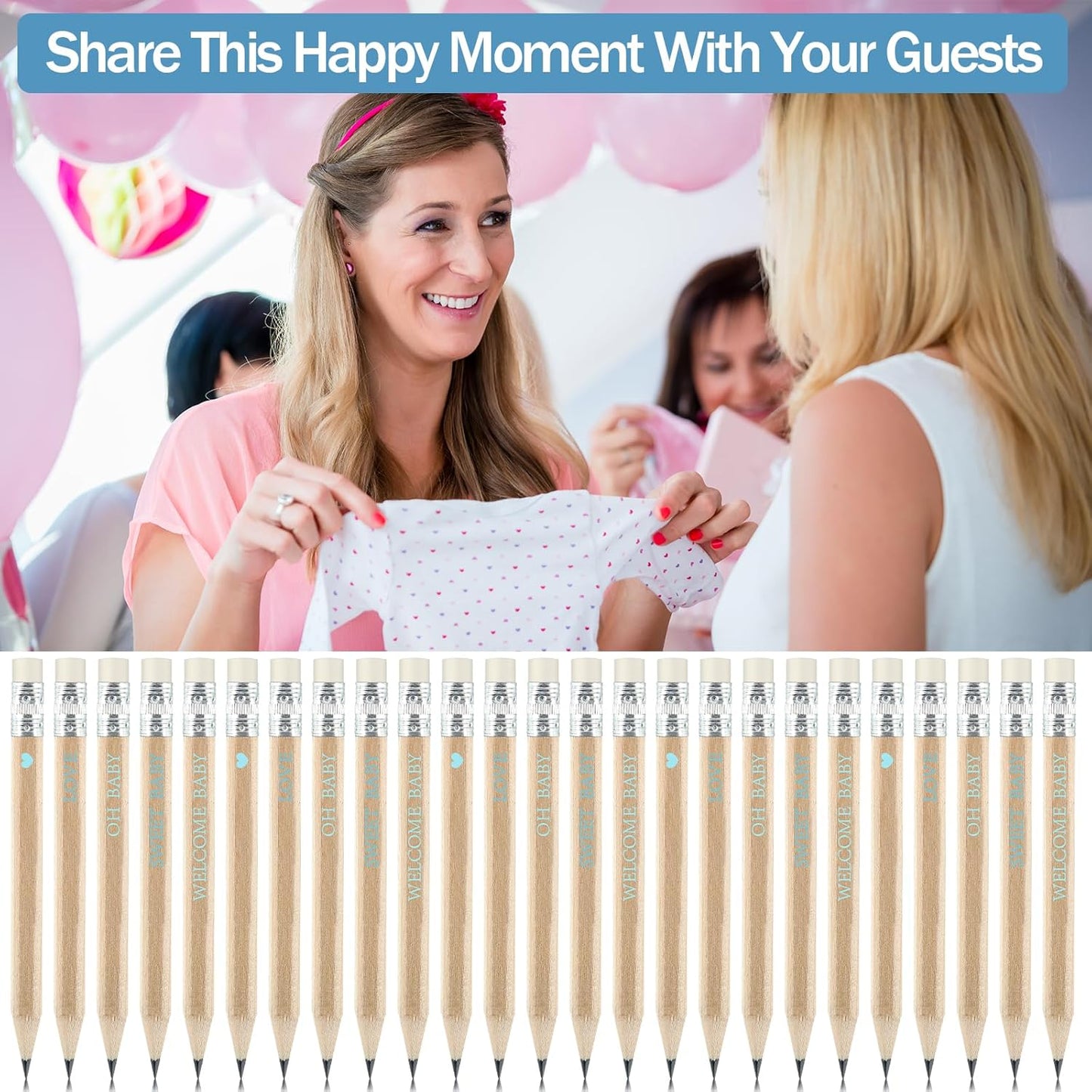 100 Sets Blue Baby Shower Pencils Gifts Bulk for Guest Golf Half Pencils Baby Shower Game Sharpened Mini Pencil with Eraser It's A Boy Gender Reveal Party Favors