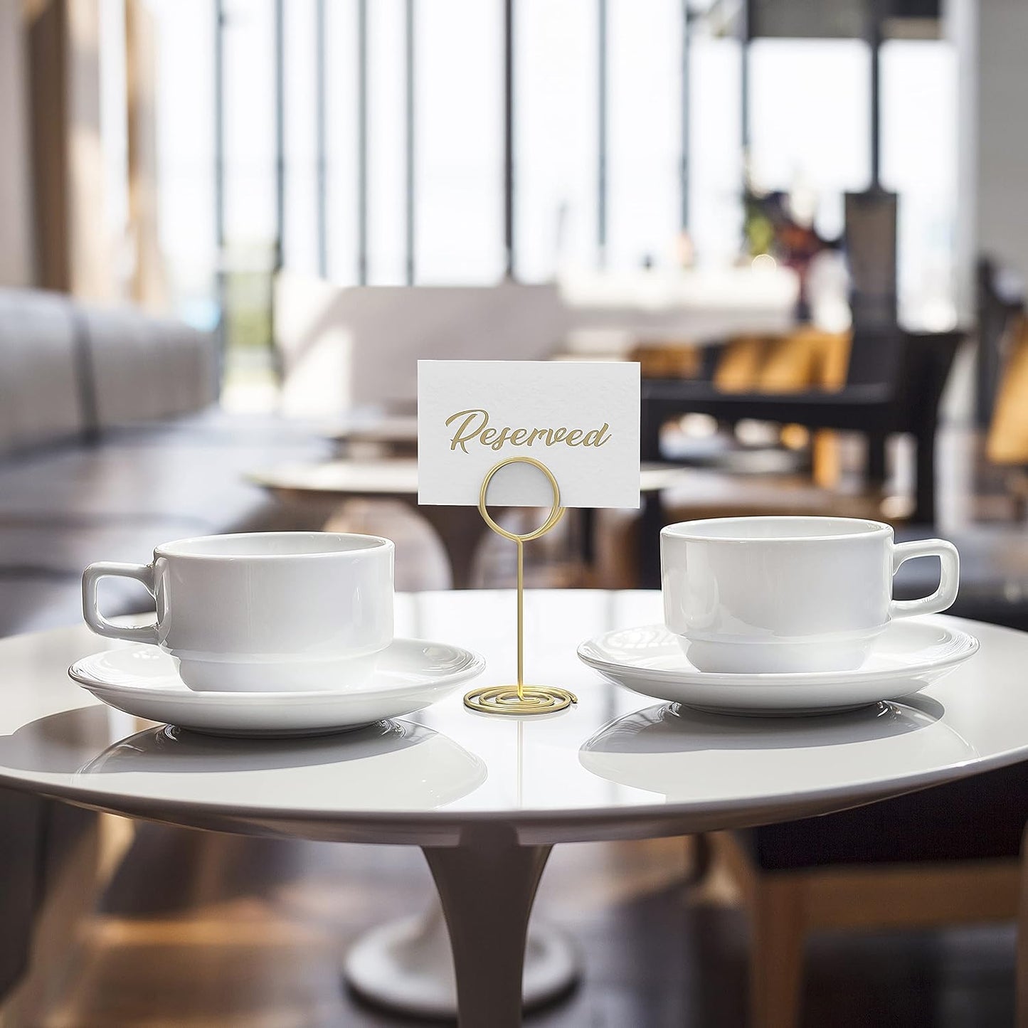 10 Pack Gold Table Number Holders - Place Card Holders for Signs - Photo Holders for Centerpieces Weddings - Photo Stand Clip - Picture Holder for Tables - Wire Food Signs Restaurant Setting Cards