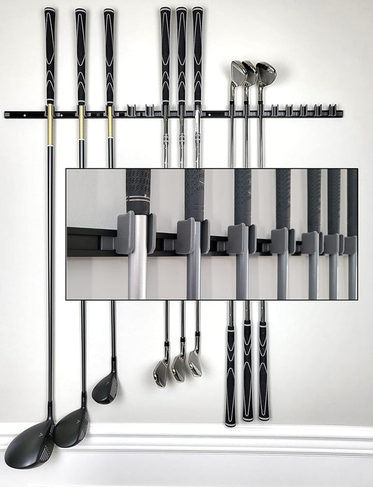 [JINTECH] Golf Club Holder, Wall Display, Wall Hanger, Rack, Mount, Organizer, Hold 16 Clubs on 36" Aluminum Rack (Half-Half Mix)
