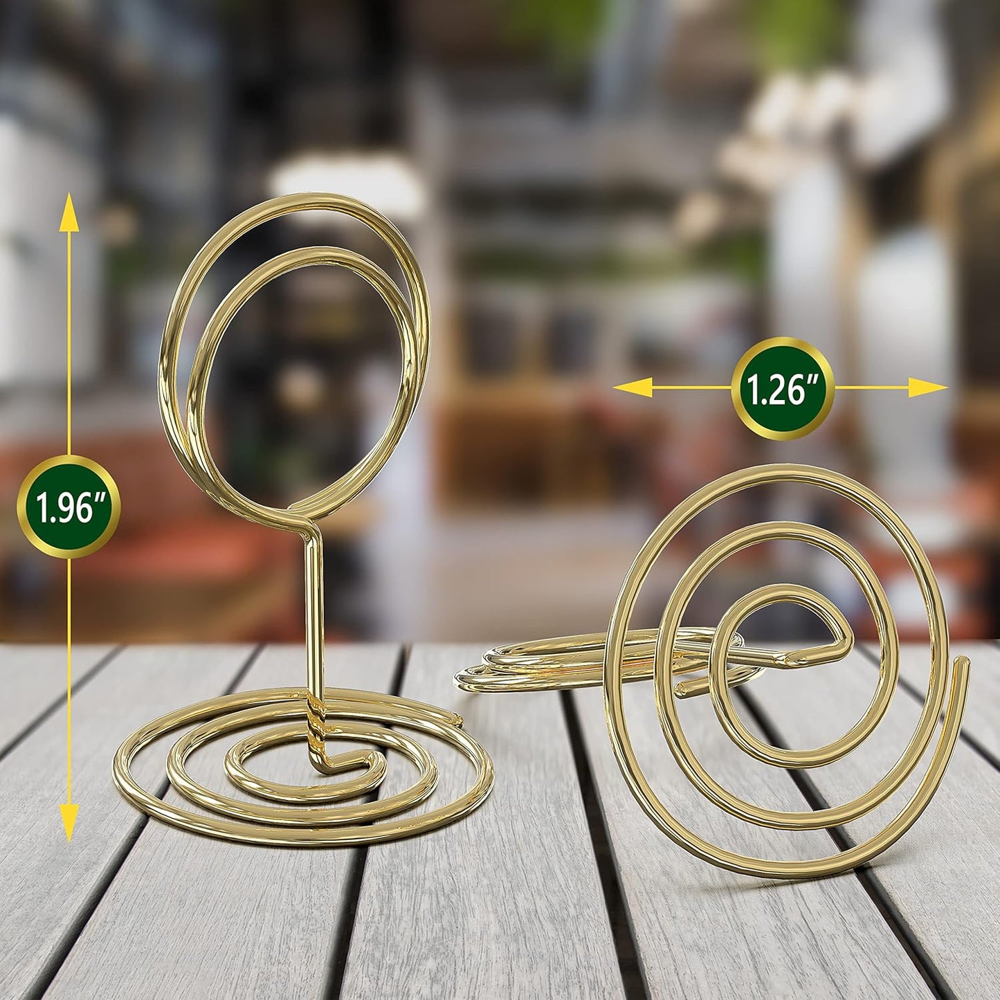 10 Pack Gold Table Number Holders for Signs - Photo Holders for Tables - Picture Holder for Tables - Mini Photo Stands - Placecard for Weddings Centerpieces - Wire Card Name Place Setting Card Stand